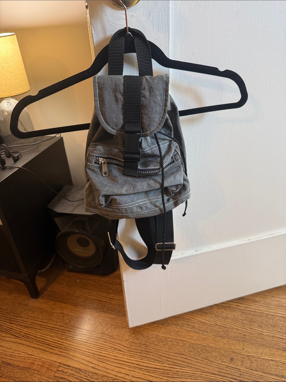 Classic Grey Canvas Men's Mini Backpack Y2K